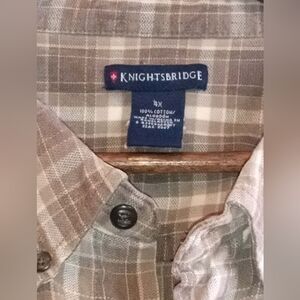 Knightsbridge 4x Men's Beige Plaid Button-Down Shirt 100% Cotton Big Cabincore